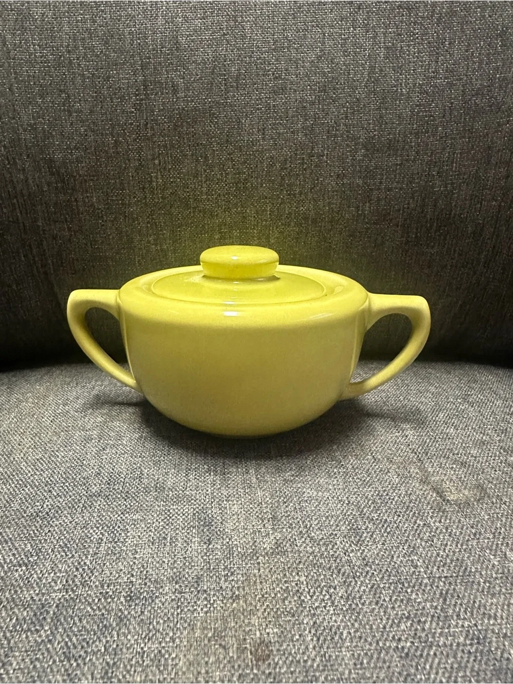 Rare Vintage Bauer Plainware Pottery Sugar Bowl in Chartreuse